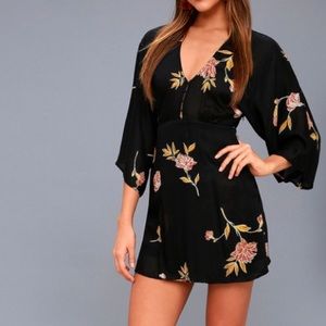 Amuse society black floral dress